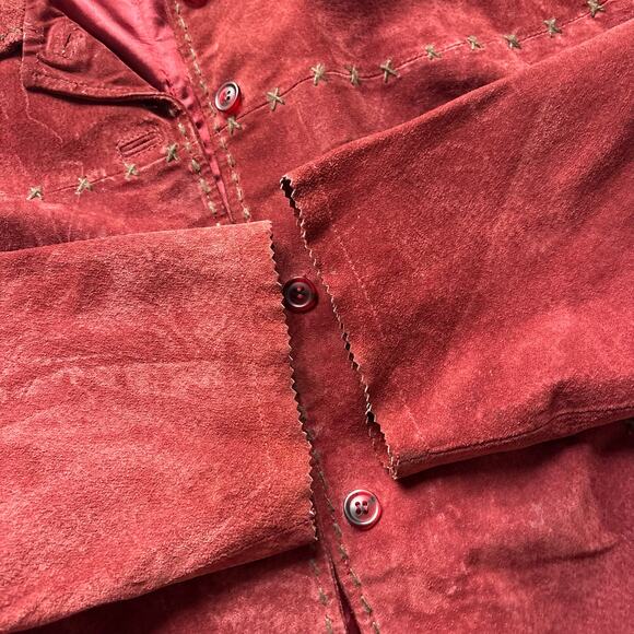 Red Suede Leather Jacket - Picture 5 of 6